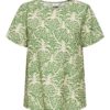 JDY Troya Life S/S O-neck Top, grønn/mønstret