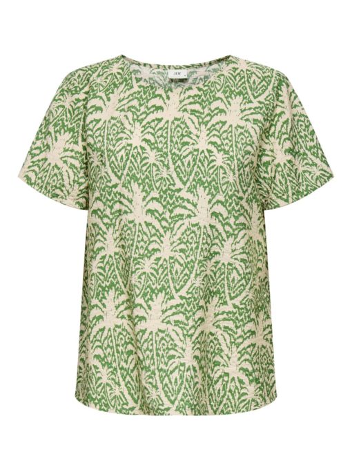 JDY Troya Life S/S O-neck Top, grønn/mønstret