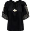 JDY Risso Life Bianca Top, sort/hvit broderi