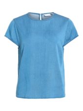 Vila ViBista C/S O-neck Top, blå denim