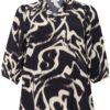 Kaffe Curve KCmaren Frill Blouse, sort/beige