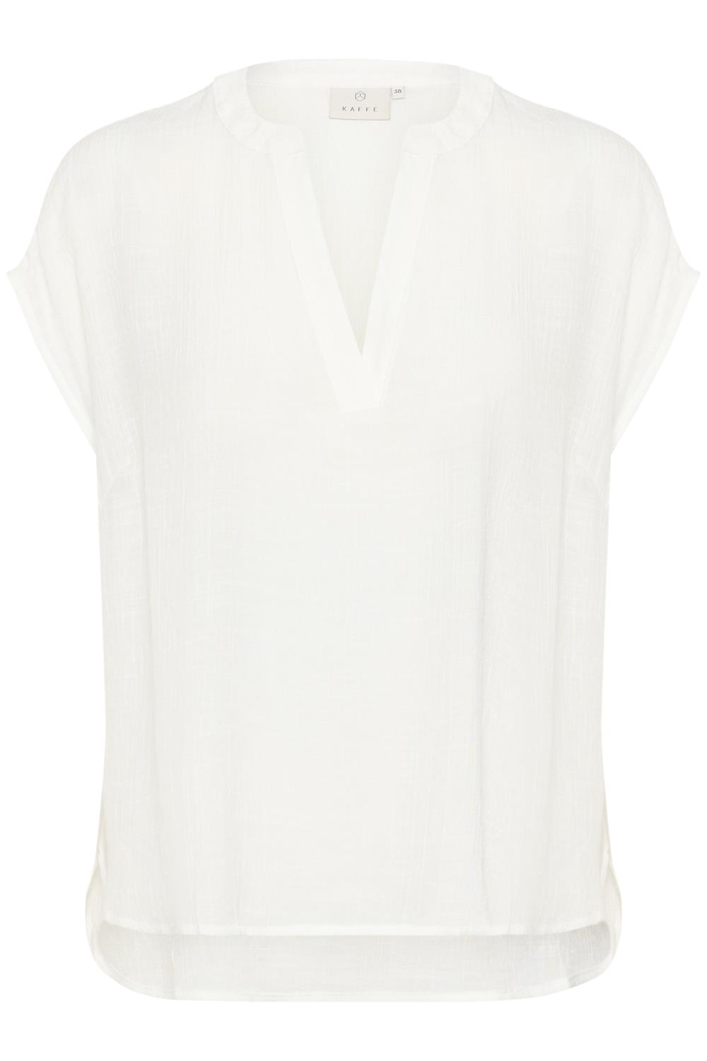 Kaffe KAanja Blouse, V-hals topp, hvit