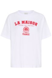 Kaffe KAadelina T-shirt, hvit/rød print