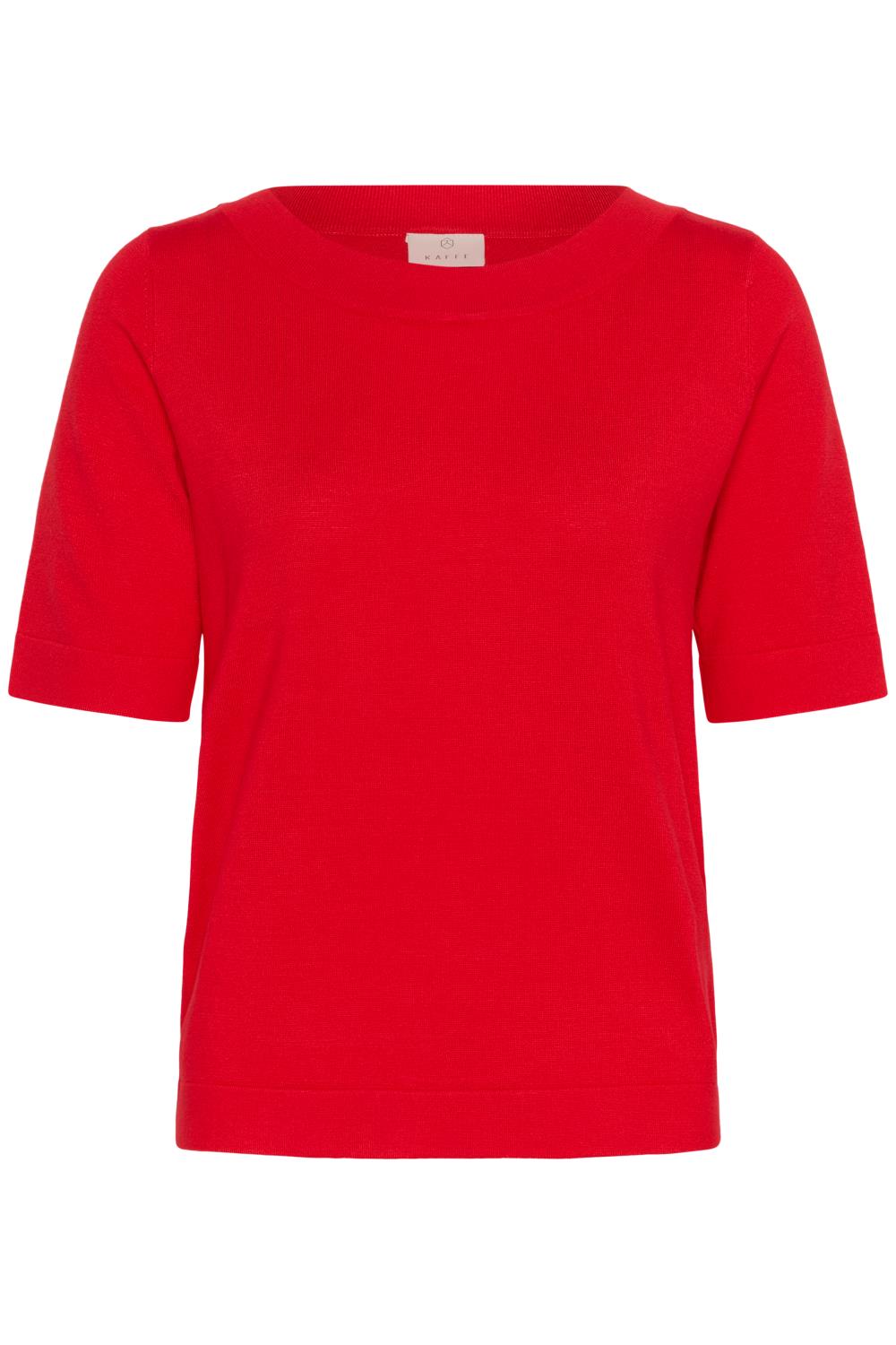 Kaffe KAlizza boatneck solid pullover, rød