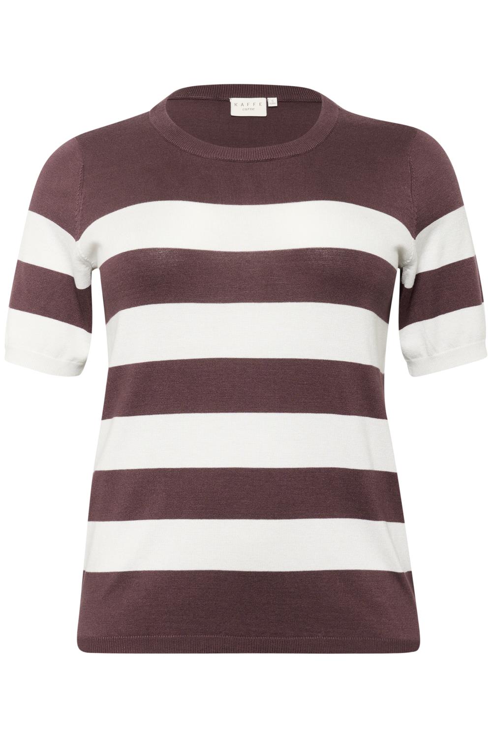 Kaffe Curve KClizzy Striped Pullover, burgunder/hvit
