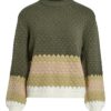 Vila ViTanna L/S O-neck Knit Top, strikkegenser grønn