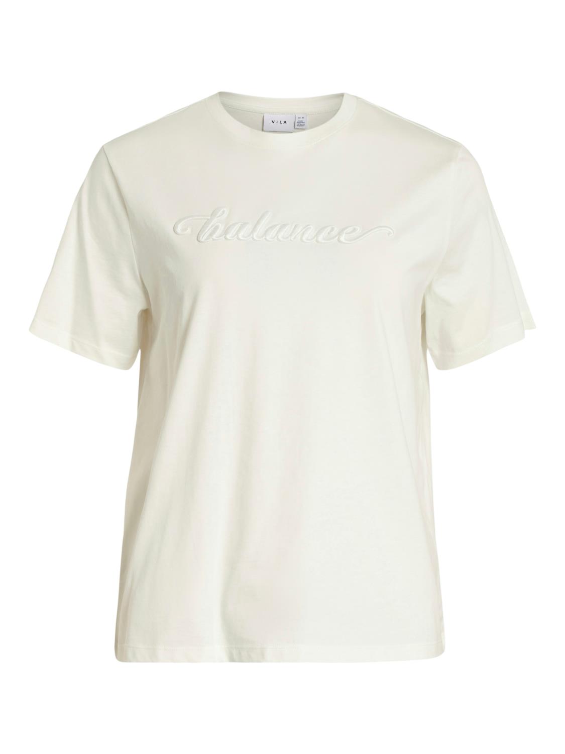 Vila Visybil Balance Emb O-neck T-shirt, hvit