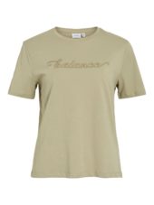 Vila Visybil Balance Emb O-neck T-shirt, mosegrønn