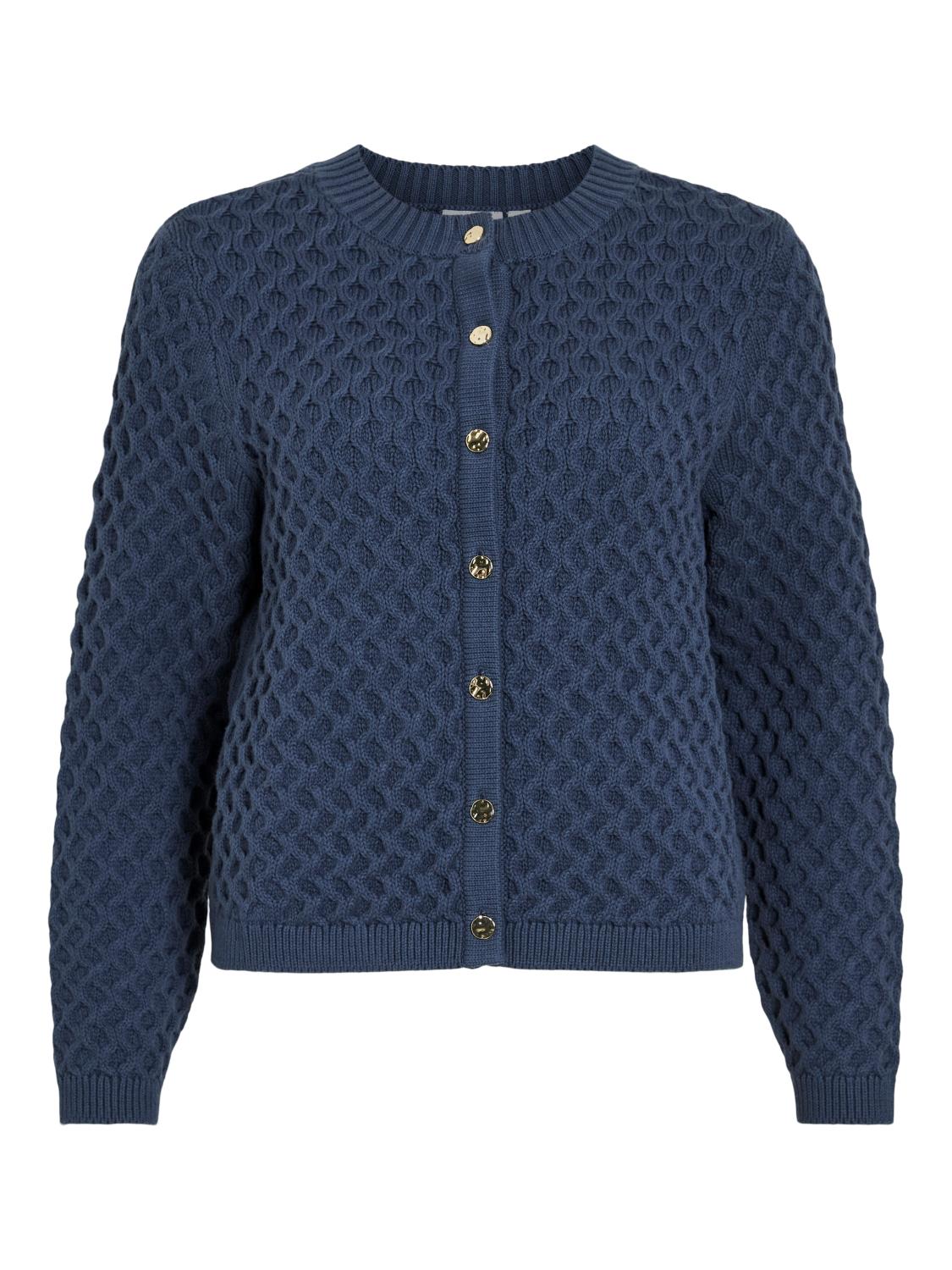 Vila Vikalla l/s O-neck Knit Button Cardigan, blå