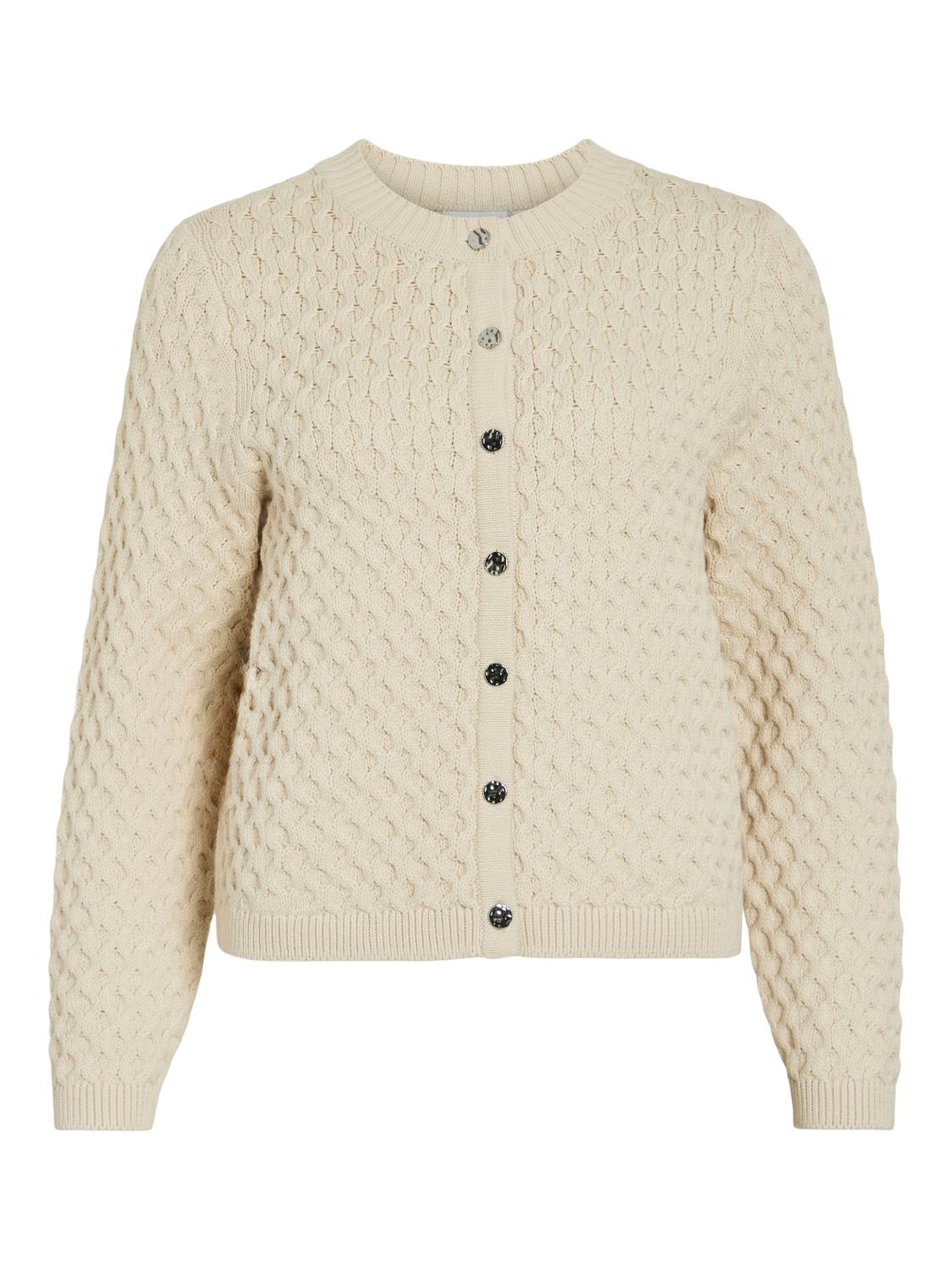 Vila Vikalli L/S O-neck Knit Button Cardigan, beige