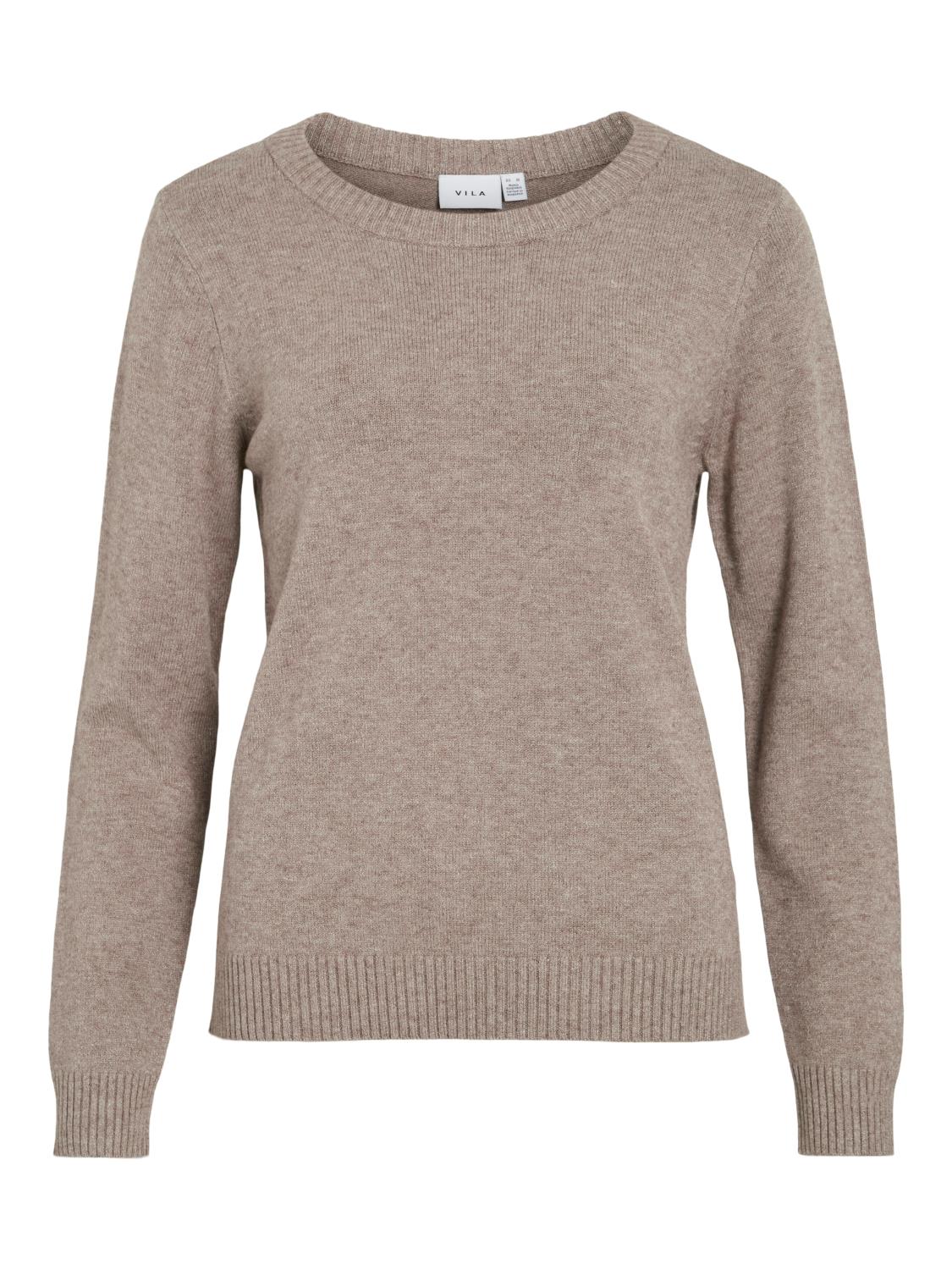 Vila Viril O-neck L/S Knit Top, lys brun