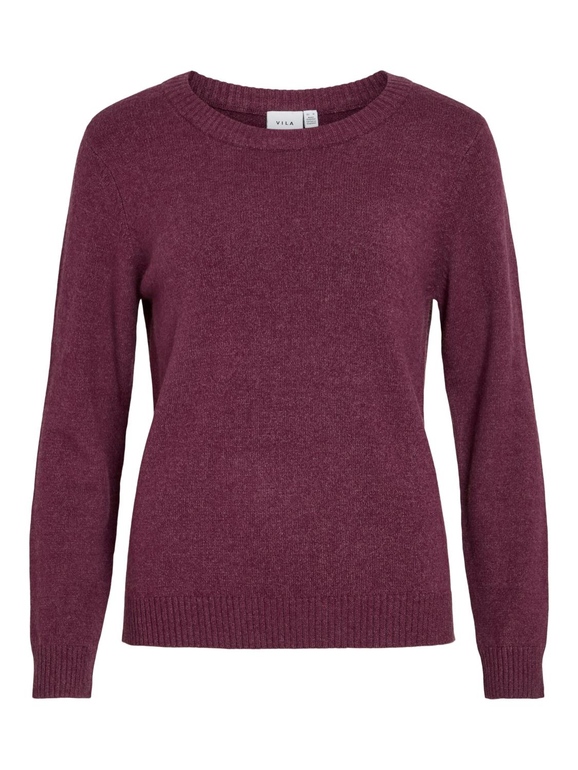 Vila Viril O-neck L/S Knit Top, burgunder