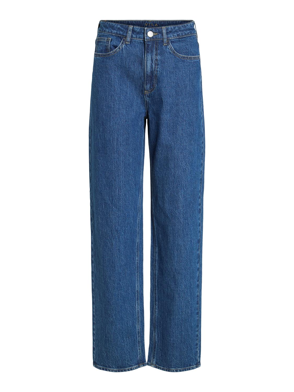 Vila ViKelly Jaf HW Straight Jeans, medium denimblå