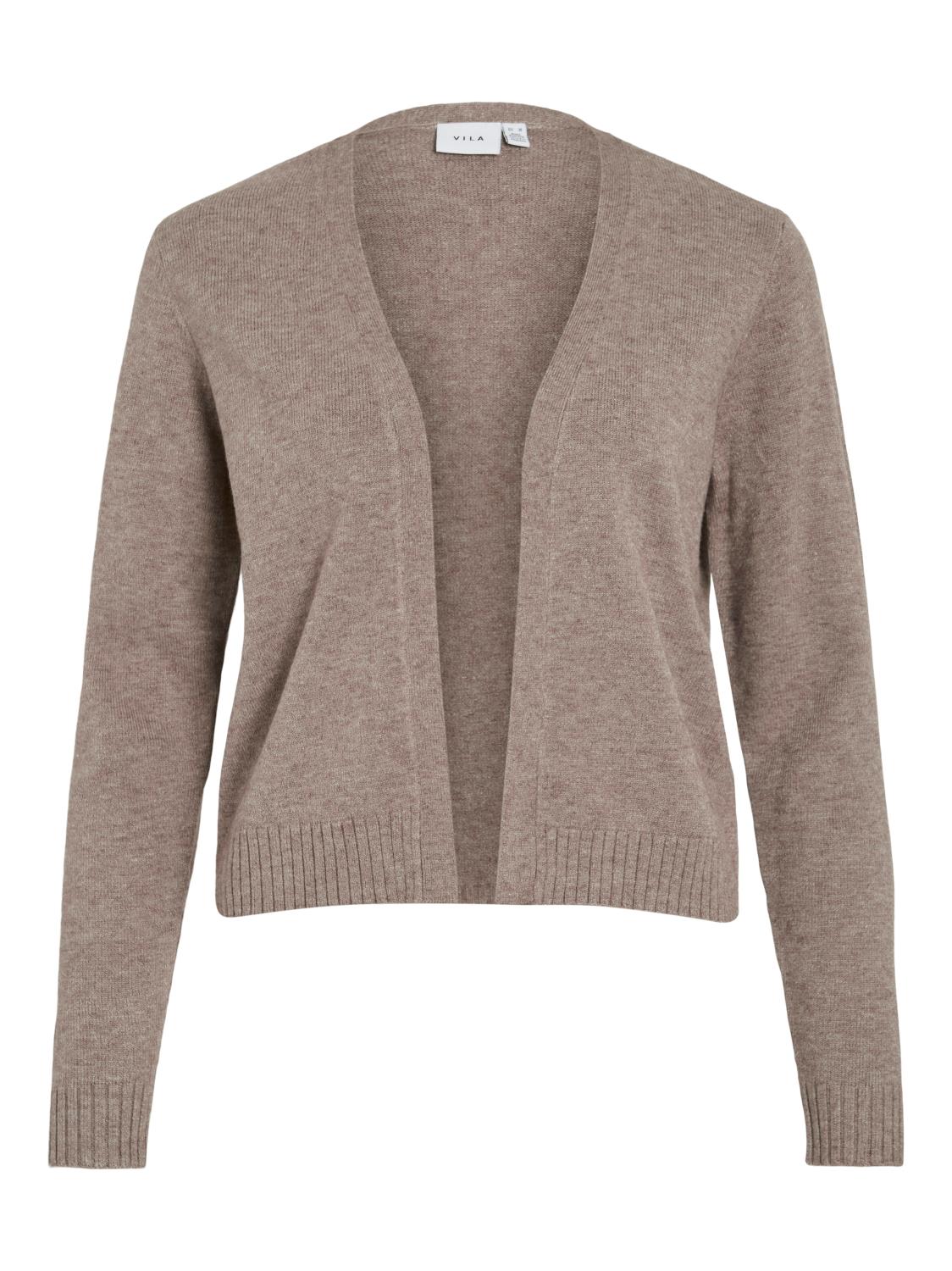 Vila Viril Short L/S Knit Cardigan, lys brun