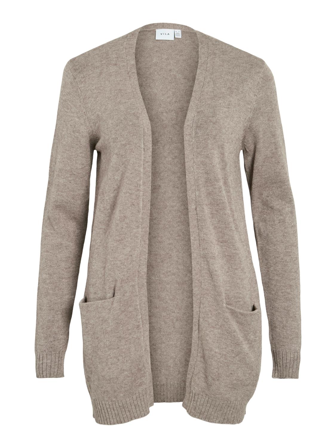 Vila Viril Open L/S Knit Cardigan, lys brun