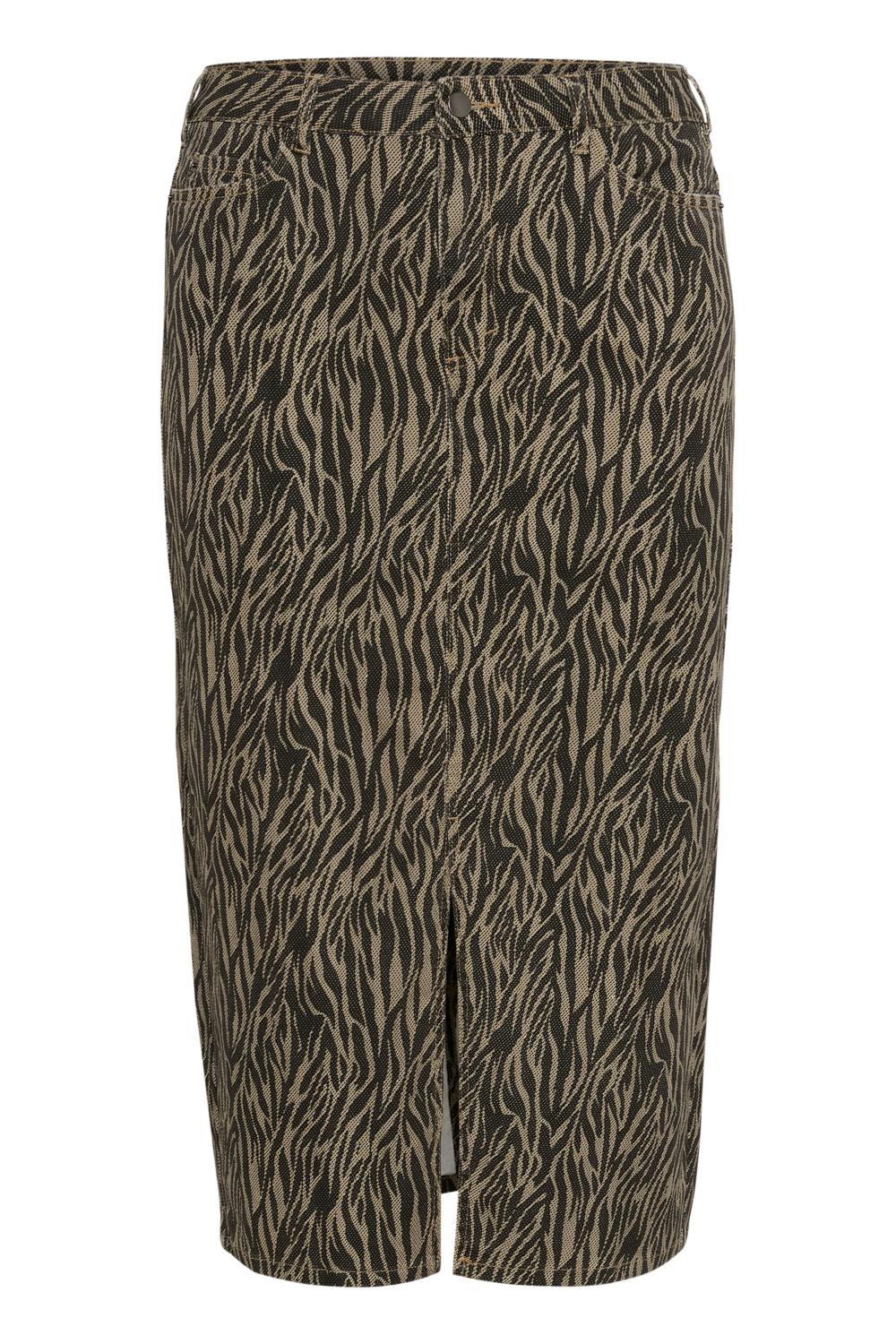 Kaffe Curve KAleonoma Denim Skirt, beige/mønstret