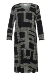 Kaffe Curve KCdonna Dress, sort mønstret