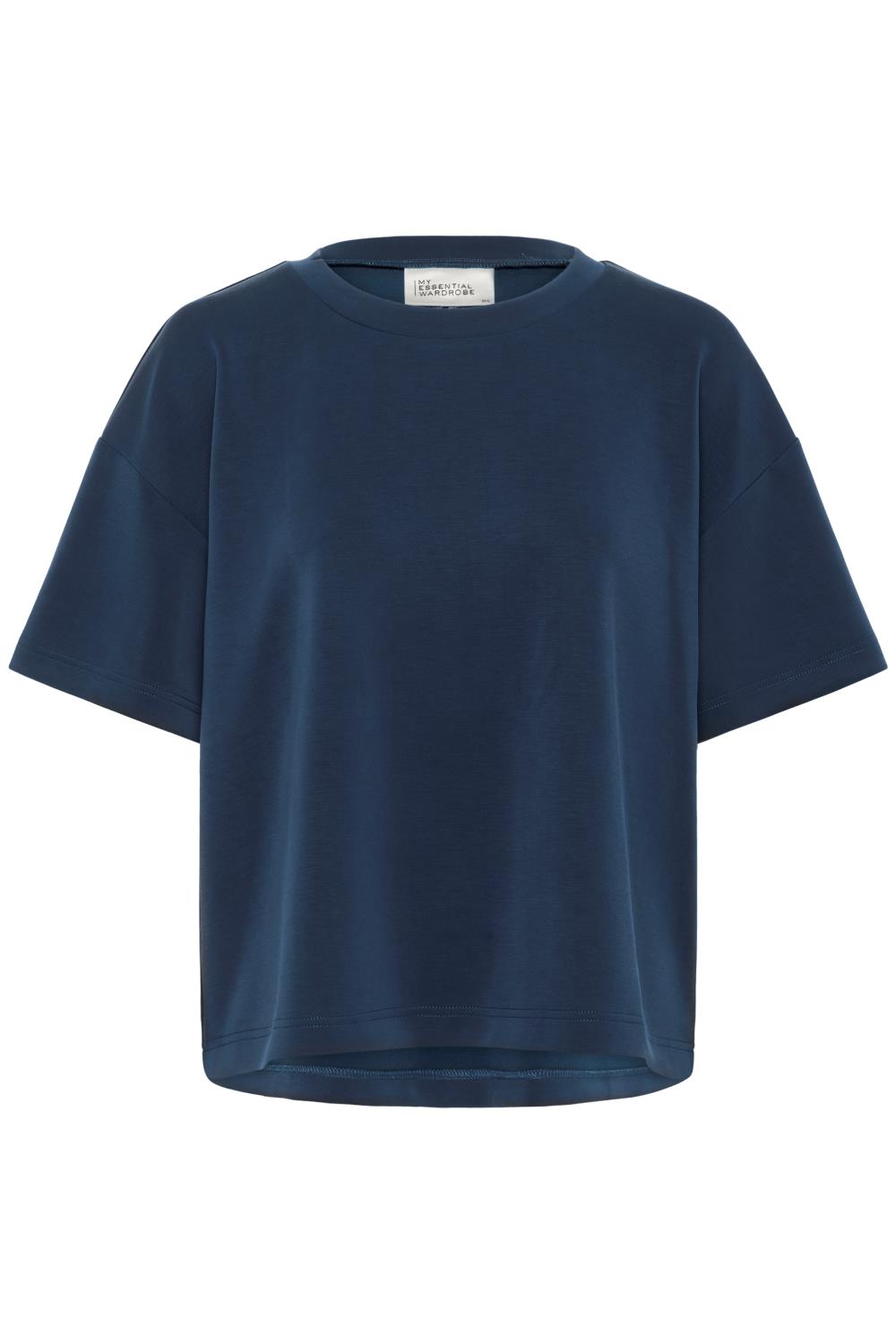 My Essential Wardrobe Helle EMB Boxy Tee, marineblå