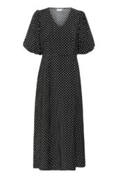 Kaffe KAgwen Long Dress, sort m/prikker
