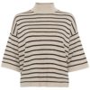 Kaffe KAlizza Striped Turtleneck, beige/sort stripet
