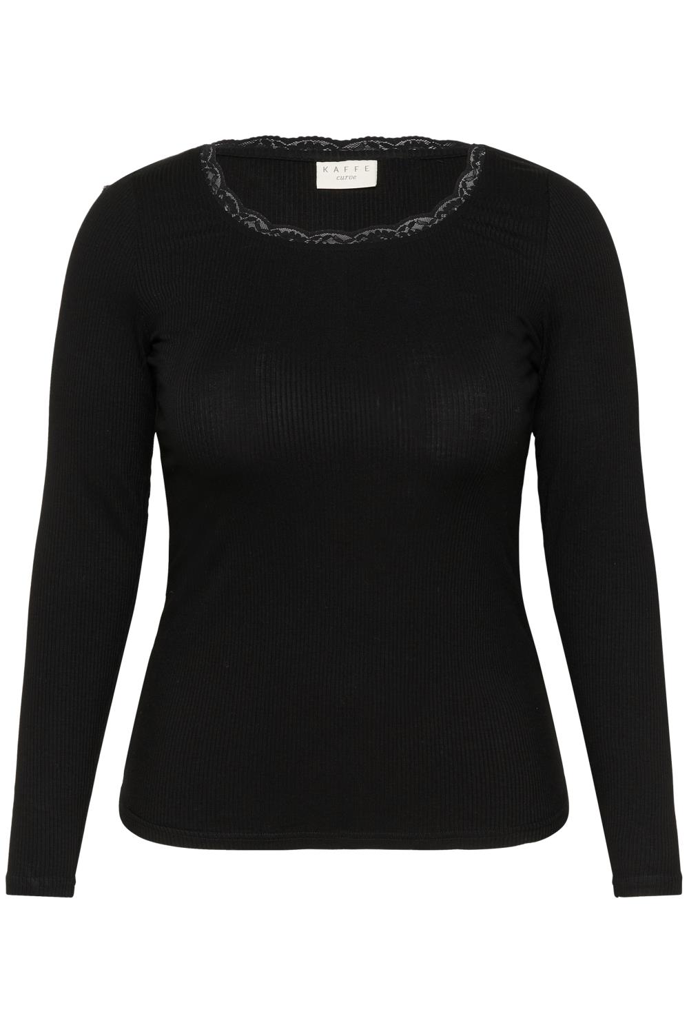 Kaffe Curve KComia U-neck Tee, sort