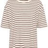 Kaffe KAwinny 1/2 sleeve T-shirt, offwhite/burgunder stripet