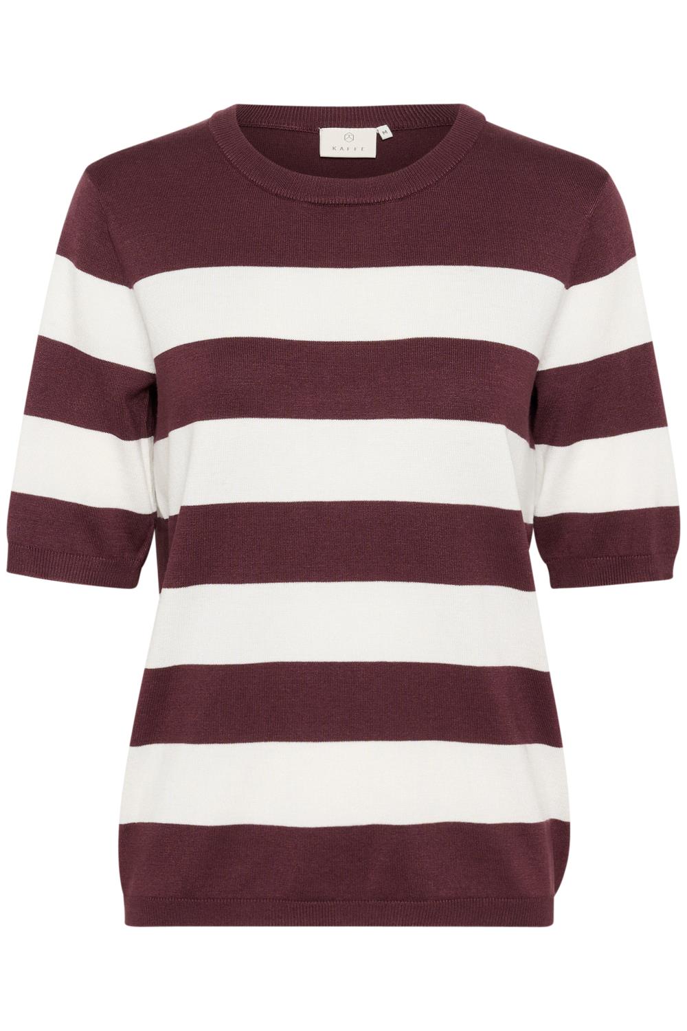 Kaffe KAlizza Striped Knit, burgunder/hvit