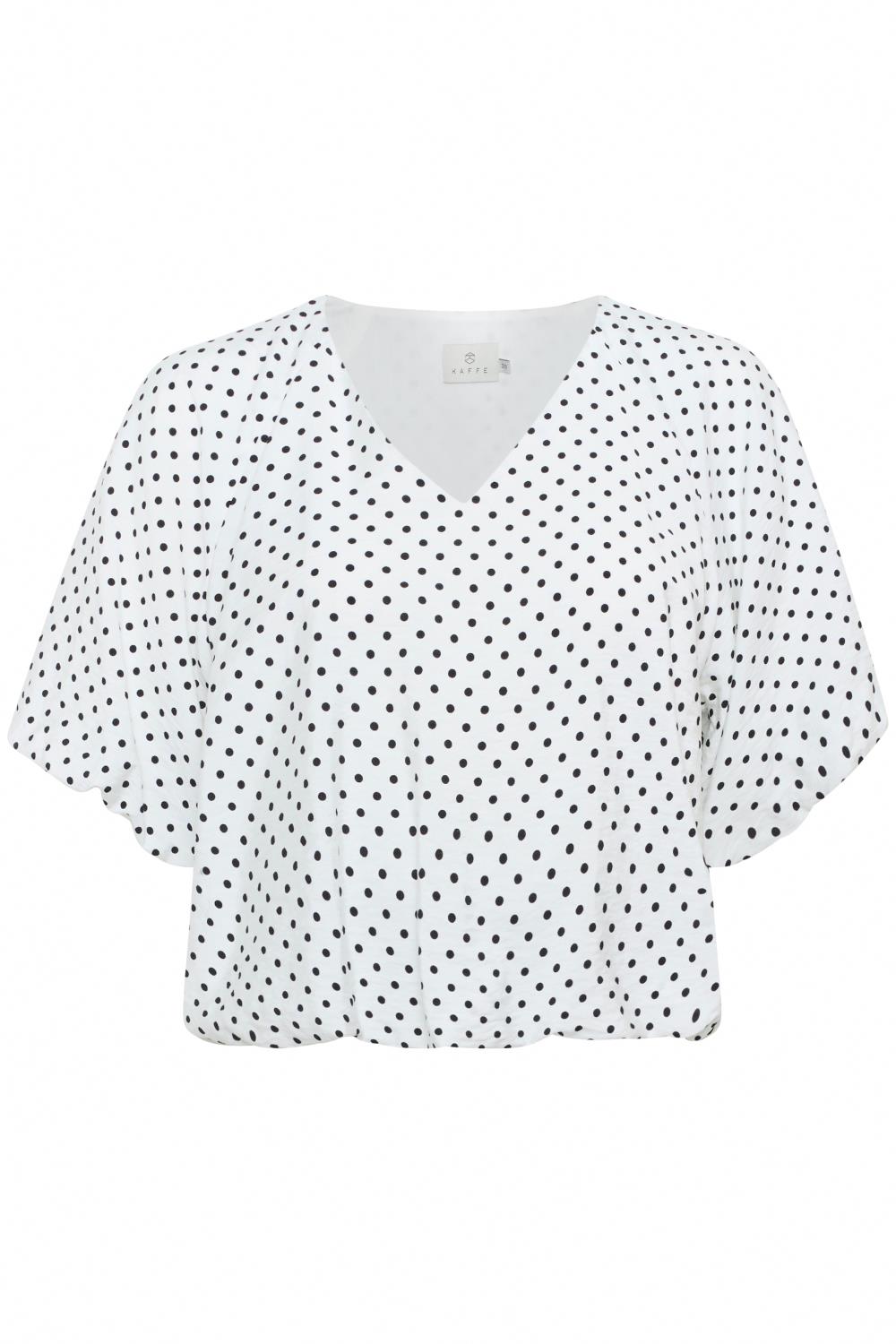 Kaffe KAgwen Blouse, hvit/sort prikker
