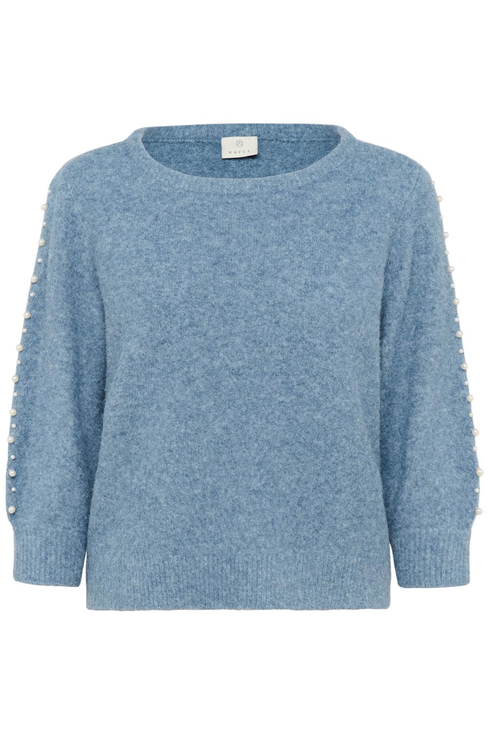 Kaffe KAbetty Pullover, perledetaljer, blå