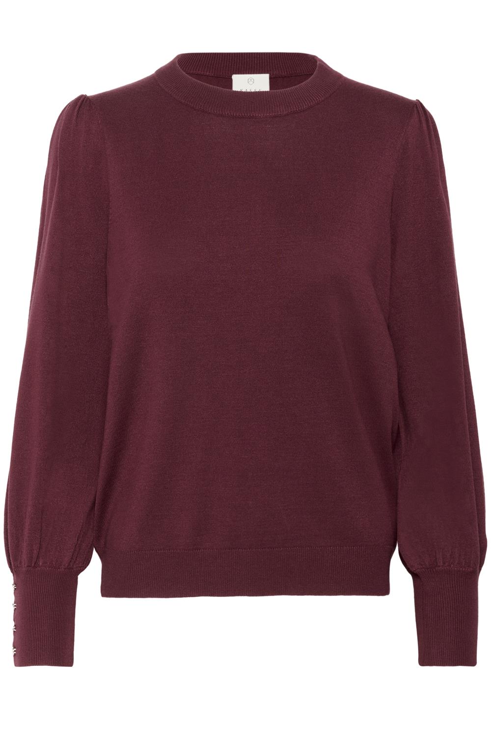 Kaffe KAlizza Round Neck Knit Pullover, burgunder