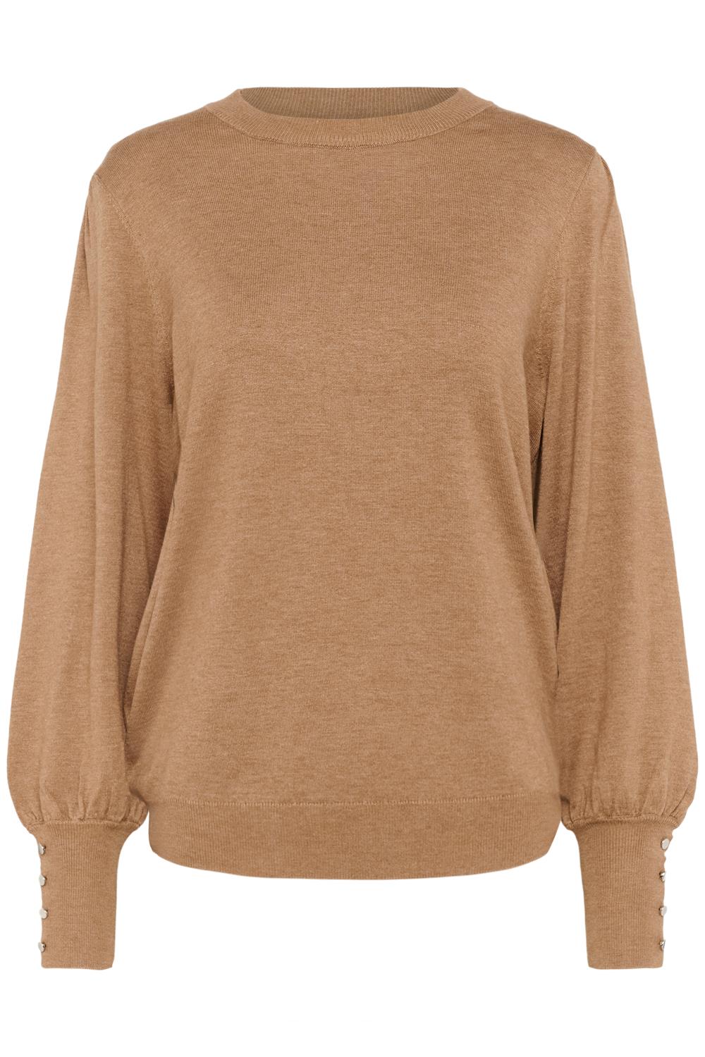 Kaffe KAlizza Round Neck Knit Pullover, lys brun