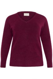 Kaffe Curve KCniela V-neck Pullover, burgunder