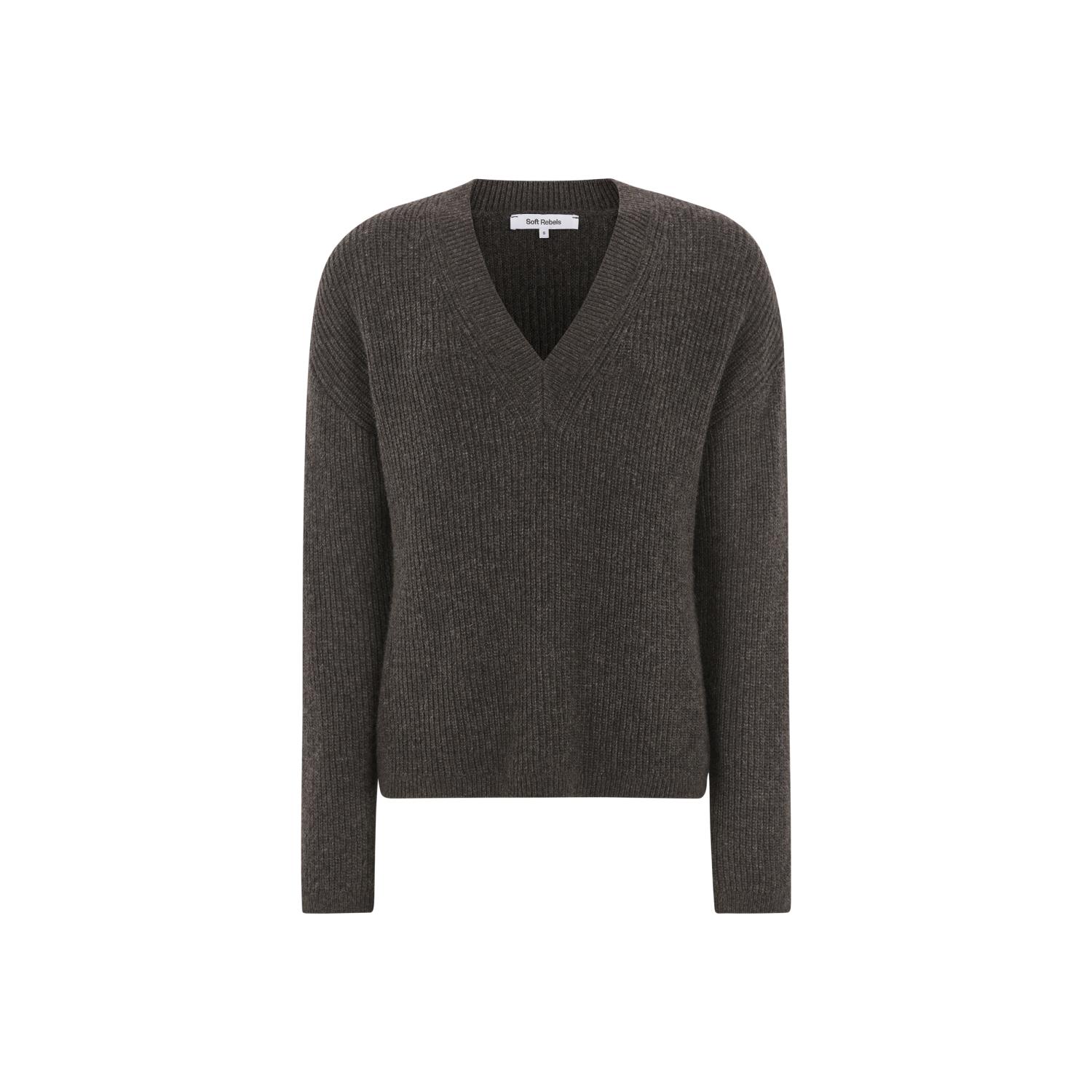 Soft Rebels SRWest V-heck Knit, brun
