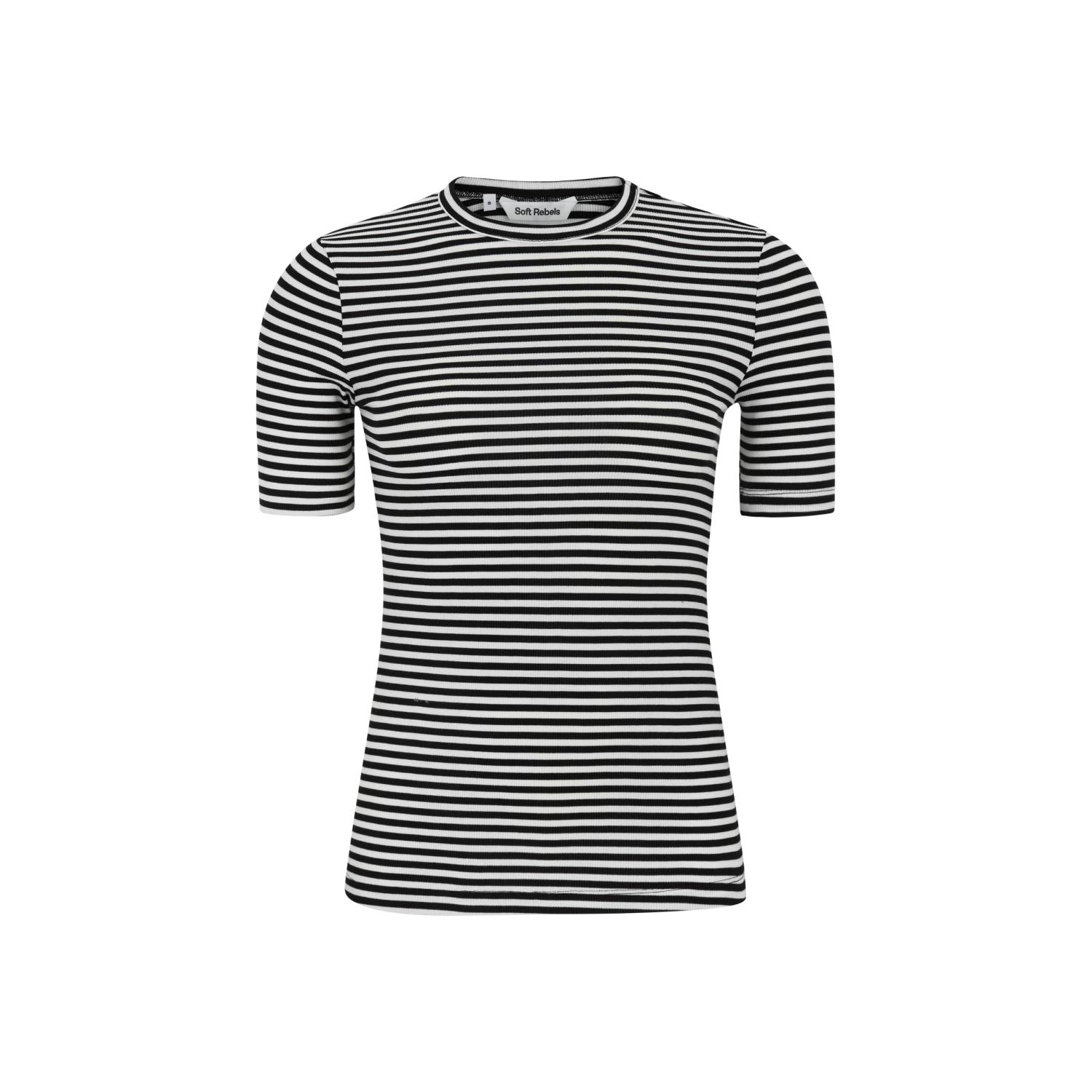 Soft Rebels Fenja Stripe s/s Top, sort