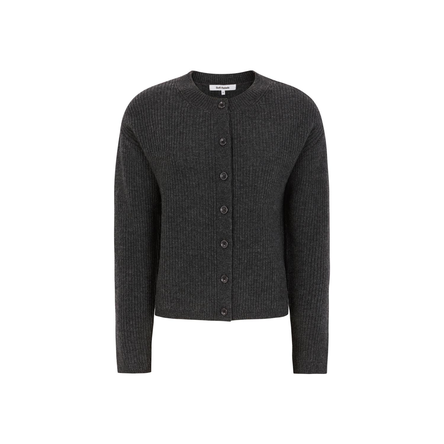 Soft Rebels West Cardigan Knit, mørkgrå
