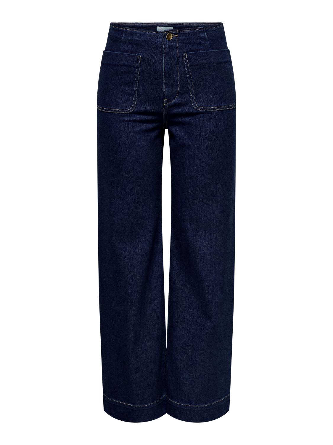 JDY New Vanessa HW Pocket Jeans, denimblå