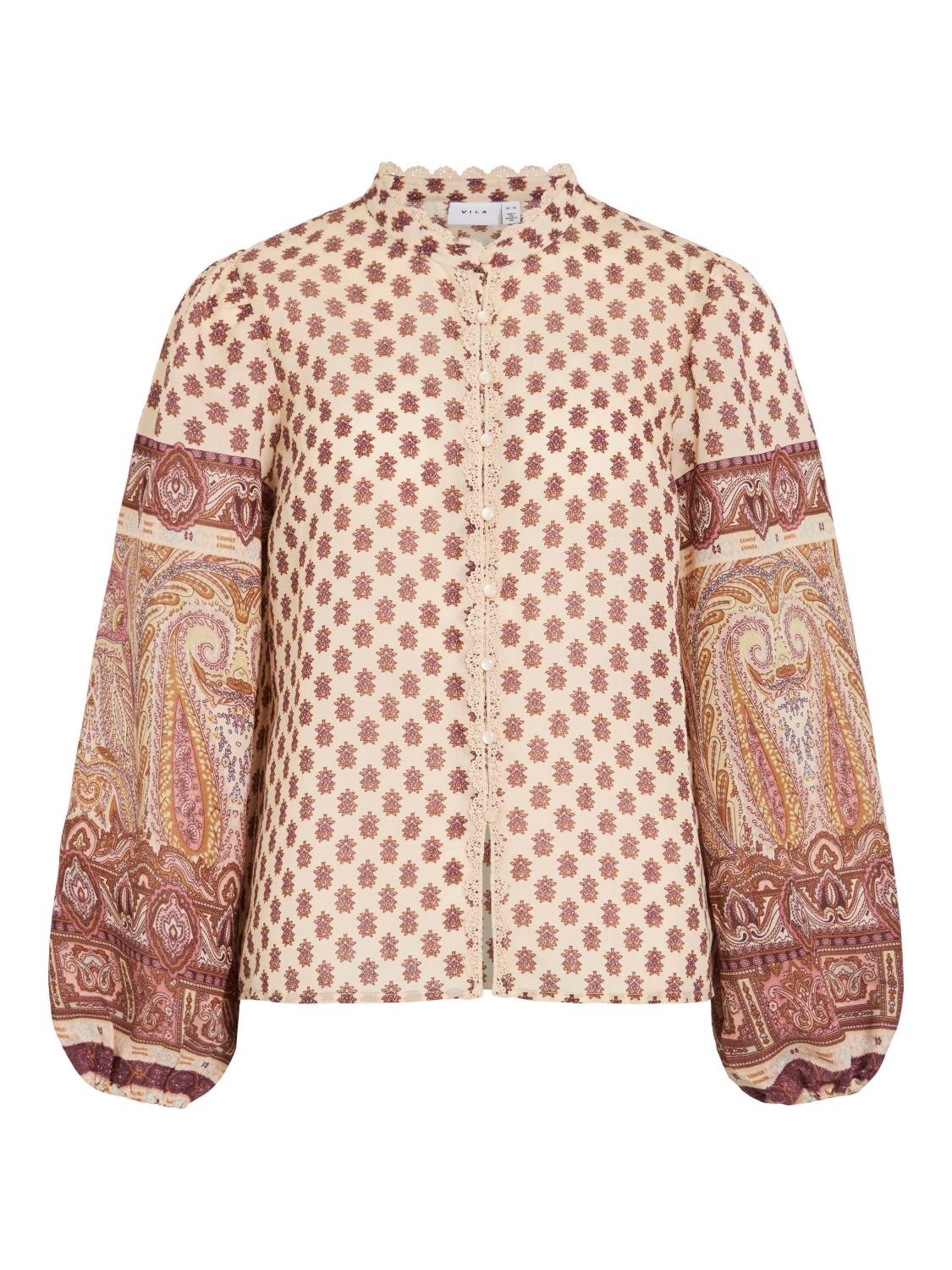 Vila Vilyrida L/S Shirt, beige/multi