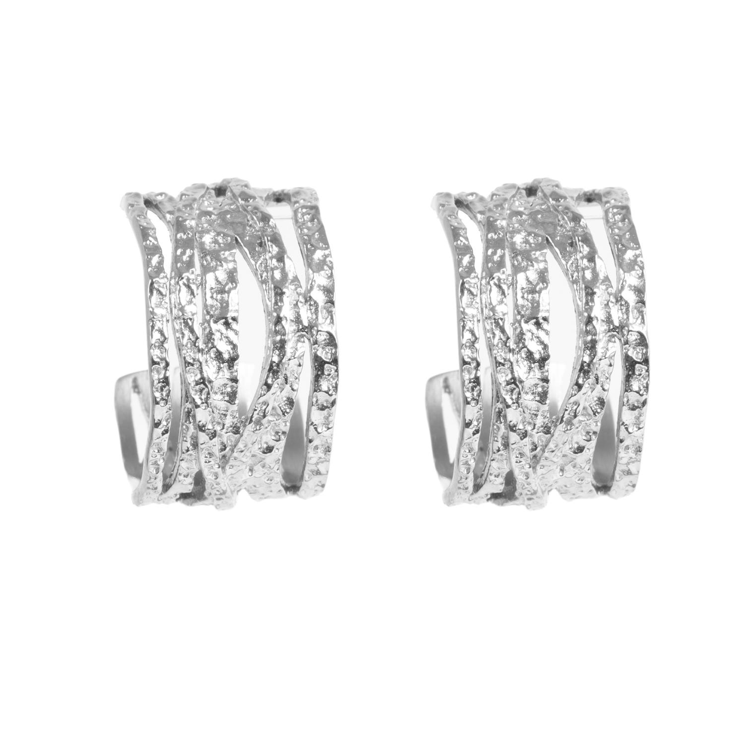 A&C Earring Creol 20mm, stripy, sølv