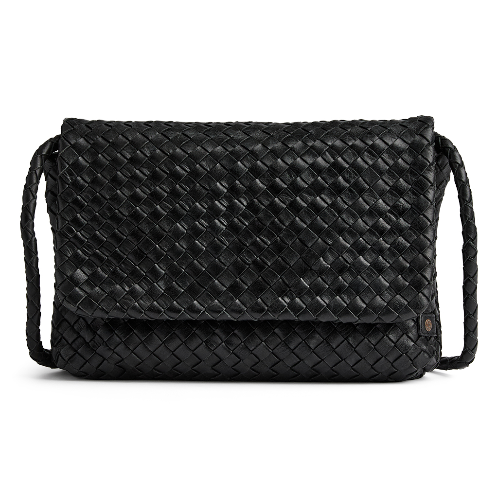 Depeche Clutch, flettet skinnveske, sort