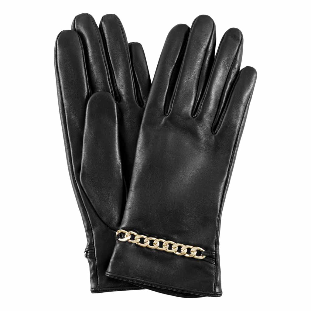 Depeche Skinnhansker med gulldetaljer, sort