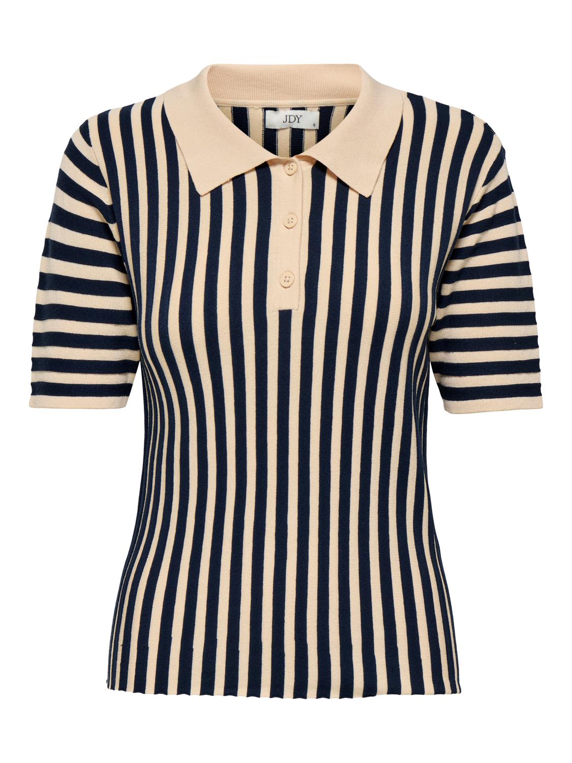 JDY Nola 2/4 Collar Pullover Knit, blå