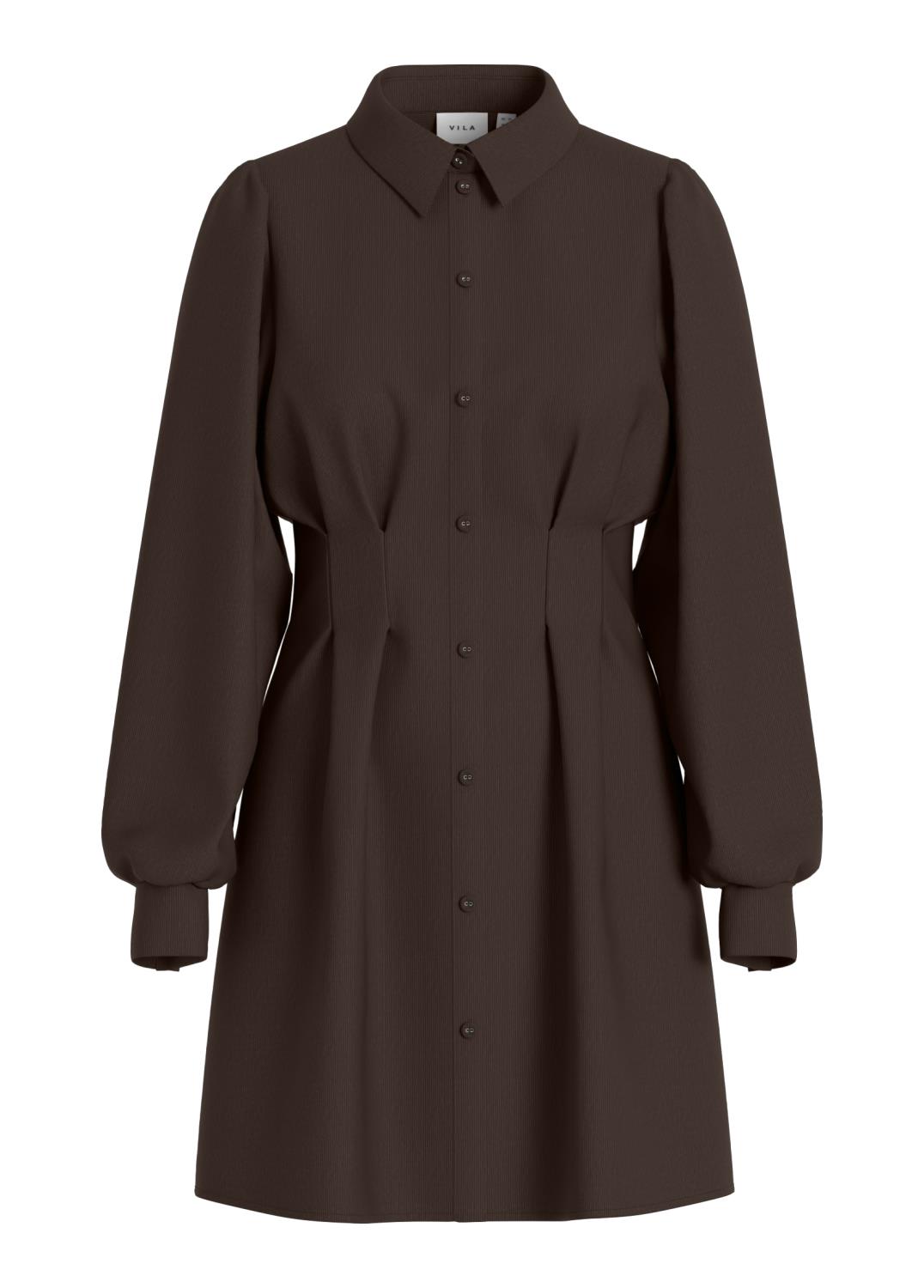 Vila Vicordu l/s Shirt Dress, mørk brun