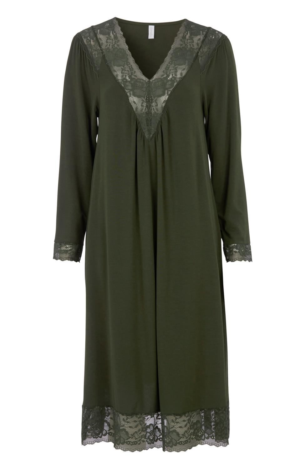 Damella of Sweden, nattkjole mørk grønn m/blonde