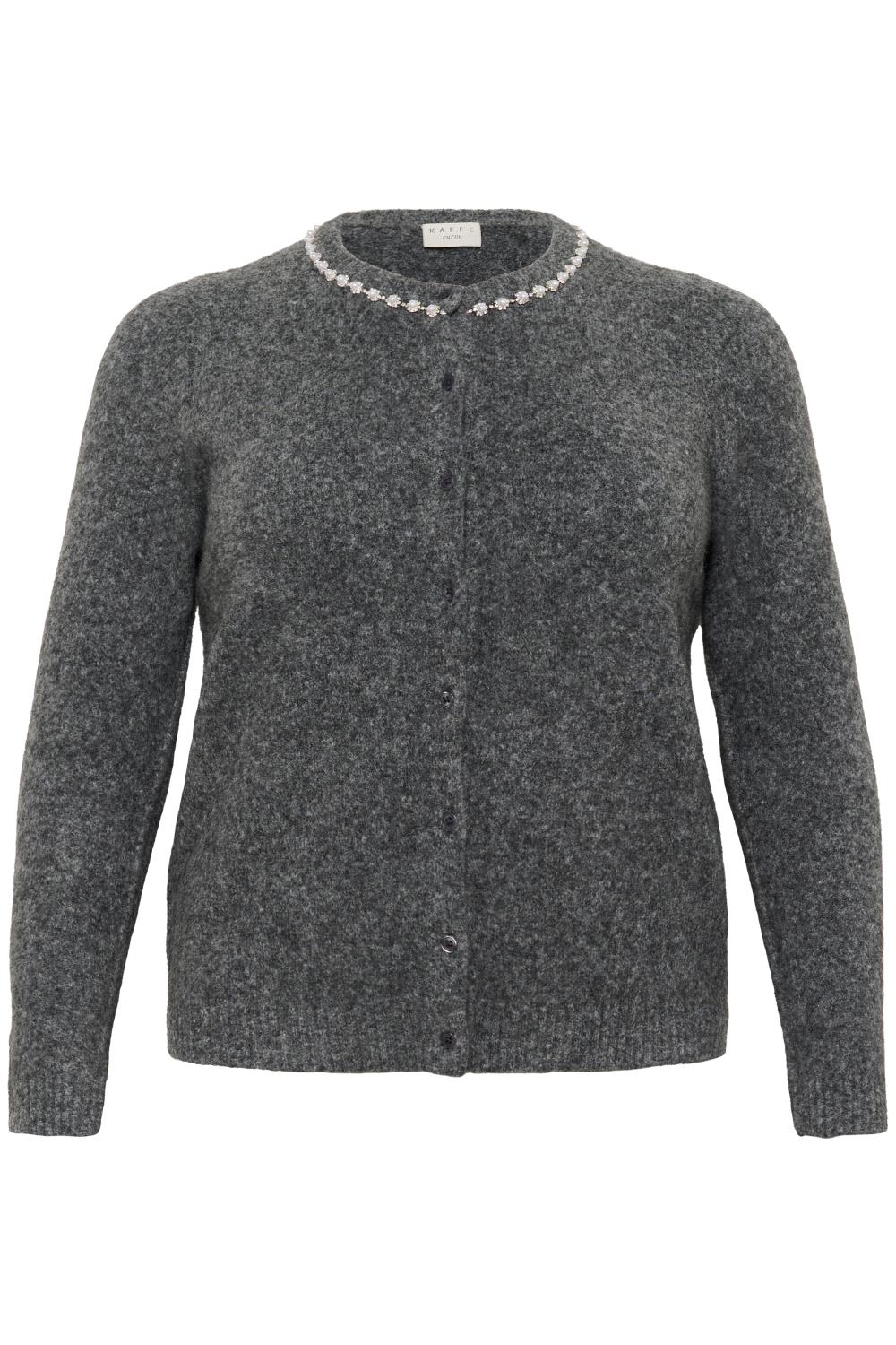 Kaffe Curve KCroxia Cardigan, grå m/perler