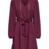 JDY Rachel Life l/s V-neck, kjole, burgunder