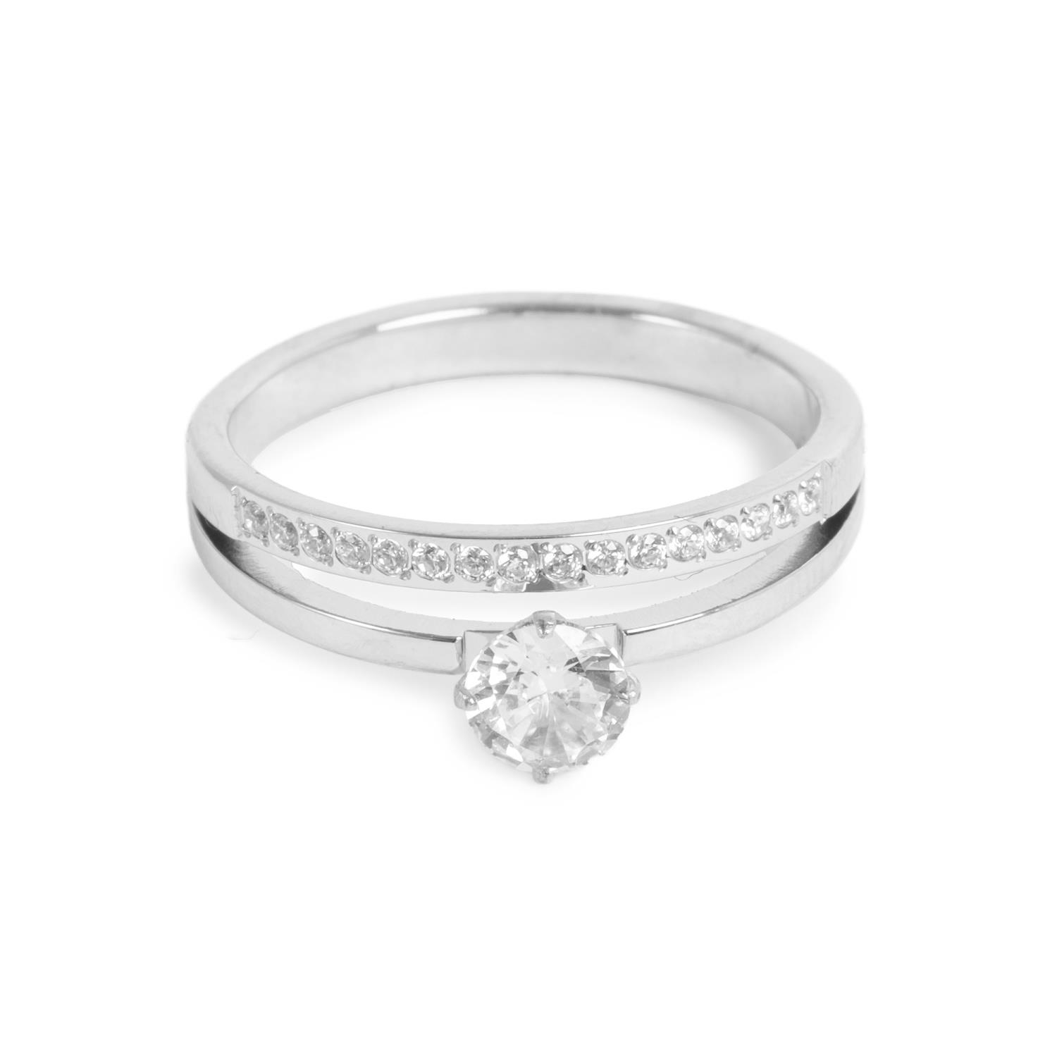 A&C Ring med to rader, stål, sølv