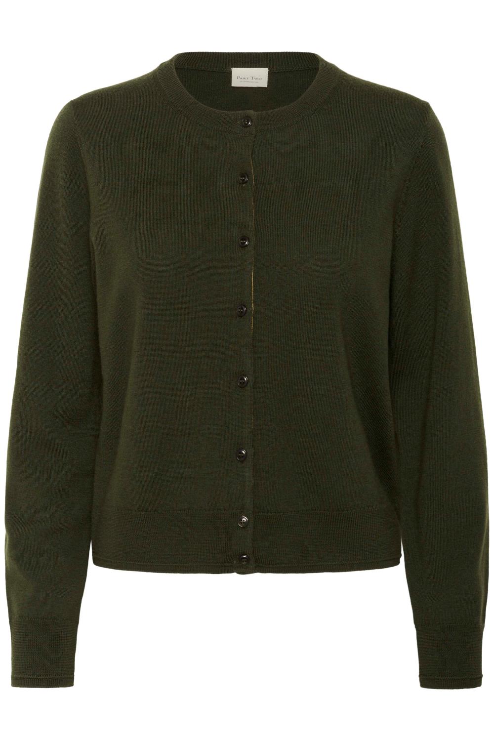 Part Two Noelani Cardigan, ull, mosegrønn