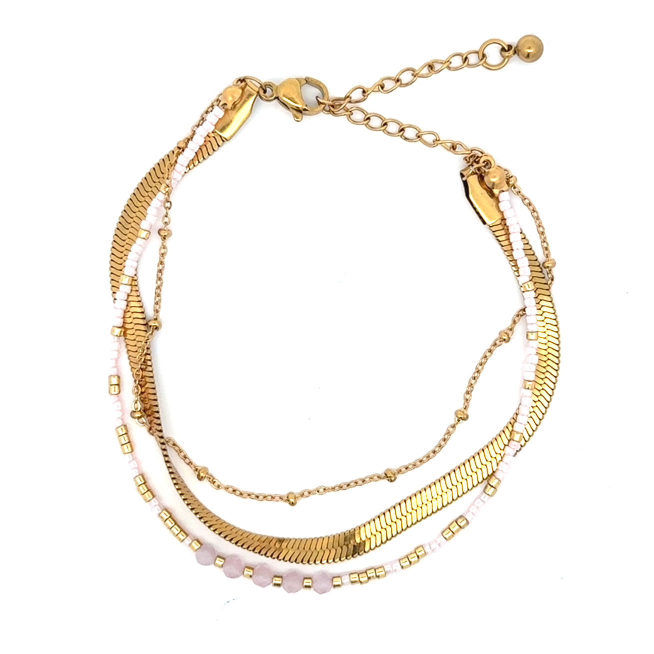 Just Oslo Armbånd med tre rader, rosa