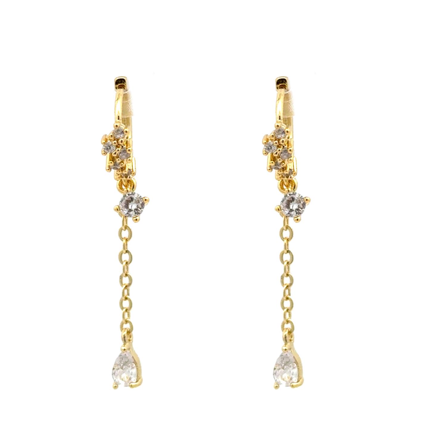 Just Oslo Øreringer med lang heng, gull