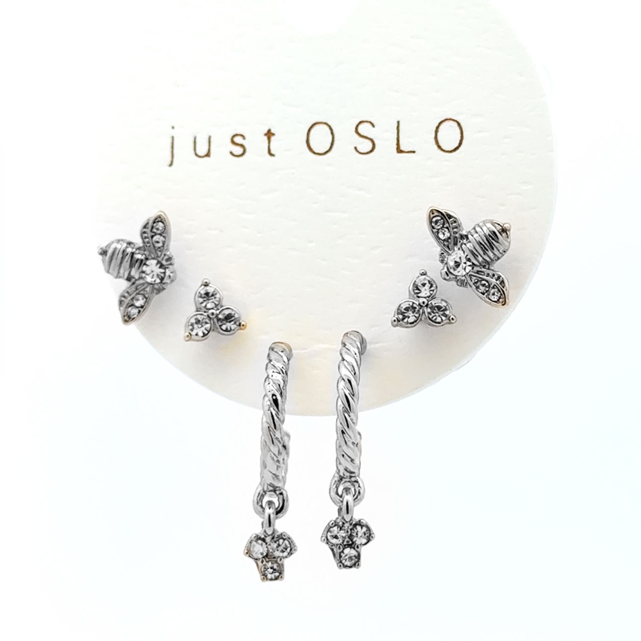 Just Oslo Sett med 3 par øredobber, bie, sølv